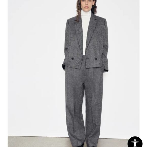 Zara Gray 100% Wool Structured Grey Blazer size Small NWT - Picture 14 of 14